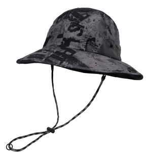 Outdoor camouflage sun hat with wide brim, quick-dry fabric and breathable mesh panels