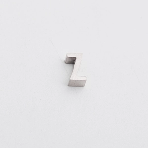 Polished silver stainless steel letter Z bead with 1.8mm small hole for jewelry making