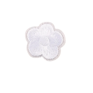 White rose flower embroidery patch for down jackets and home textile repair