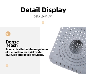 Dettaglio del filtro per lavello in silicone grigio con fori densi per un drenaggio rapido