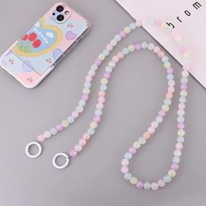 Catenina per telefono con perline macaron colorate e chiusura ad anello in metallo