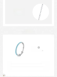 Detailed specs of S925 sterling silver ring with 1.4mm width and turquoise stone