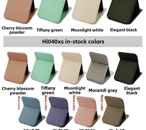Detailed grid view of foldable makeup mirrors in various pastel leather-textured finishes