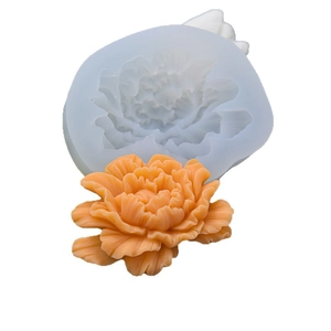 Floral silicone mold for fondant and soap with a detailed lotus flower finished product
