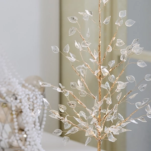 Nordic gold LED light branch tree with acrylic leaves for Christmas home decoration