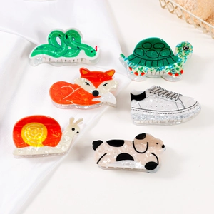 Pince À Cheveux En Acétate Créative Forme D'animal Renard Escargot Chien Serpent Tortue Baskets Accessoire De Cheveux Pour Femmes