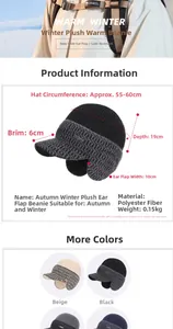 Detailed view of fleece lining and ear protection on knit baseball cap for winter