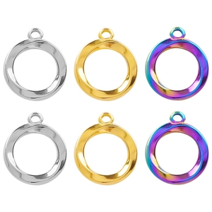 Hollow Twisted Round Pendant Irregular Circle 304 Stainless Steel Accessory For Necklace Making Punk Style