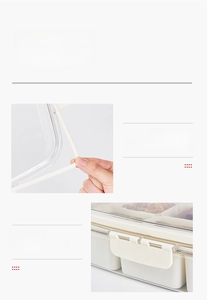 Detail of transparent spice storage box with silicone sealing ring and secure side buckles