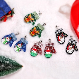 Boucles D'oreilles De Noël Acrylique Paillettes Père Noël Bonhomme De Neige Renne Bijoux De Fête Festive Pour Femmes Nouveauté