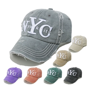 NYC Letter Embroidery Baseball Cap Distressed Washed Cotton Retro Sunshade Hat Outdoor Streetwear For Men Women