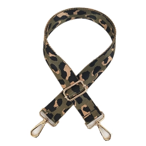 Adjustable leopard print webbing strap for handbags with gold metal swivel hooks