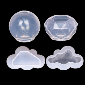 Transparent silicone resin molds set featuring spherical, faceted gem, and cloud shapes