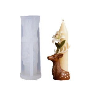 Silicone mold for DIY lily and deer head candles featuring intricate animal floral patterns
