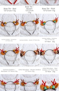 Detailed catalog of Christmas reindeer headbands with cute holiday character charms