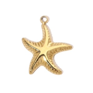 Detailed view of a gold starfish pendant with fine textures for jewelry making
