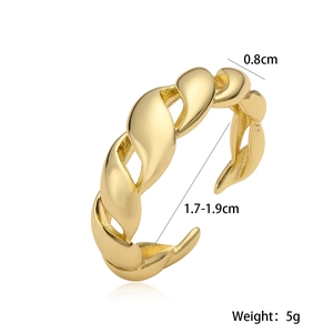 Minimalist twisted gold plated ring for women with an adjustable open design