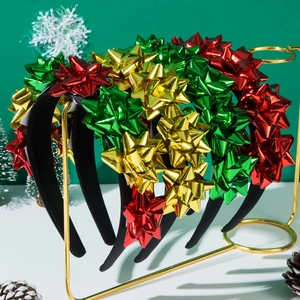 Cerchietto Natalizio con Fiocco Metallico Scintillante per Donna Accessori Capelli per Festa di Natale Decorazione Costume