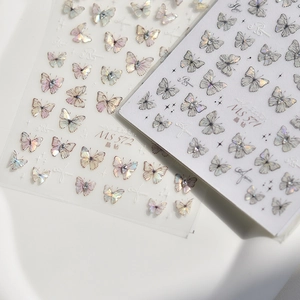 Japanese retro butterfly nail art stickers with laser crystal rhinestones, MS571 series