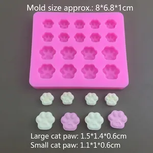 Pink silicone mold for cat paw shapes with various sizes for wax seals or DIY soap craft