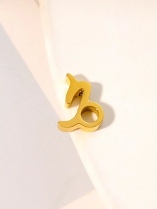 Detailed view of a golden Capricorn zodiac pendant crafted from polished stainless steel