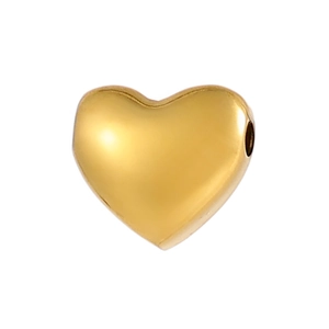 Polished 18k gold heart-shaped stainless steel pendant bead with side hole for DIY jewelry