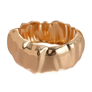 Exaggerated irregular wrinkled gold open bangle with a modern minimalist resin-inspired finish