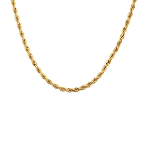Minimalist golden rope chain necklace for women featuring a twisted high-polish finish