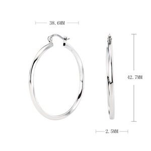 Detailed dimensions of S925 sterling silver twisted hoop earrings with 38.6mm width