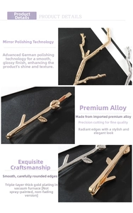 Macro shot of branch-shaped alloy hair clip with vacuum plated gold and silver finish