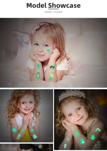 Luminous temporary tattoos for kids with glowing mermaid and unicorn party themes