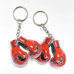 Boxing Glove Keychain Transparent Acrylic Alloy Sport Bag Pendant Charm Gift For Men Boys Cool Fashion Accessory