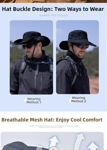 Outdoor sun hat with breathable mesh and dual-style brim buttons for hiking