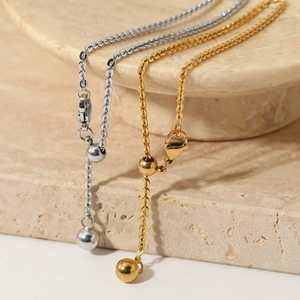 Minimalist adjustable stainless steel ball chain bracelets in gold and silver finish