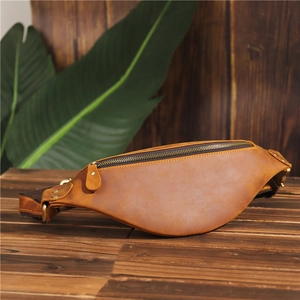 Sac De Taille Homme Cuir De Vachette Véritable Vintage Crazy Horse Sac De Poitrine Rétro Voyage Extérieur Bandoulière Réglable