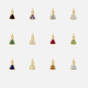 Triangle Birthstone Pendant Necklace 18K Gold Plated Titanium Steel Colorful Zircon Dainty Jewelry Elegant For Women