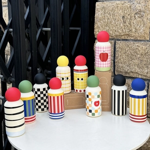 350ml stainless steel insulated water bottles with colorful pop art geometric patterns