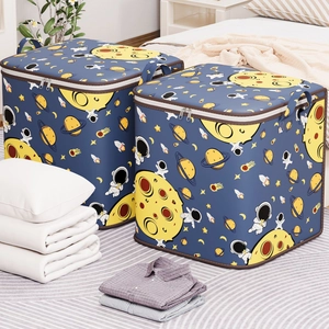 Space astronaut non-woven foldable storage bags for quilts and clothing set of 2