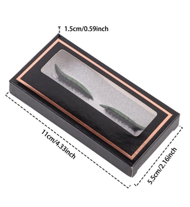 Detailed dimensions of false eyelashes box showing length 11cm width 5.5cm height 1.5cm
