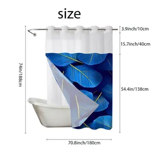 Detailed dimension chart showing 180x188cm size for the blue waffle fabric shower curtain