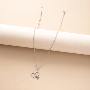 Minimalist silver stainless steel necklace with scissors comb heart pendant for stylists