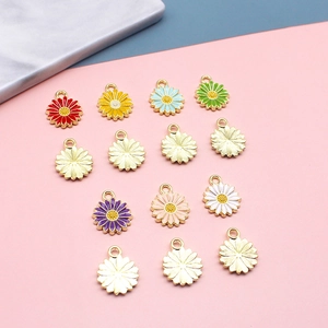 Colorful alloy daisy flower charms for DIY jewelry making and handmade accessories