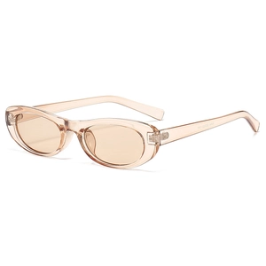 Vintage oval sunglasses with translucent tea resin frame and cat eye design for women