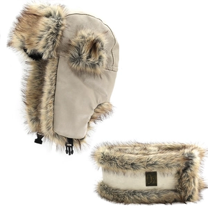 Trapper Hat Neck Warmer PU Leather Faux Fur Ear Protection Thermal Windproof Outdoor For Men Women
