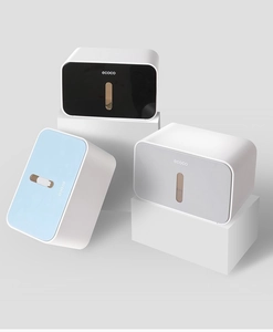 Wall-mounted waterproof tissue box with transparent window in black, blue and grey colors
