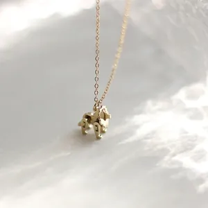 Cute lion building block necklace in 14K gold plated titanium steel for women