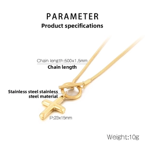 Detailed parameter diagram of gold stainless steel cross necklace with OT buckle