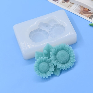 Three-piece sunflower silicone mold set for DIY cake baking and soap making crafts