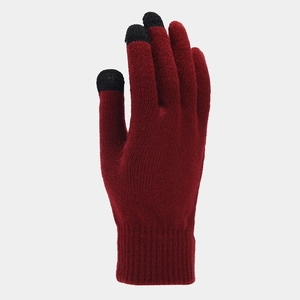 Gants en tricot tactiles bordeaux avec bouts des doigts noirs et poignets élastiques