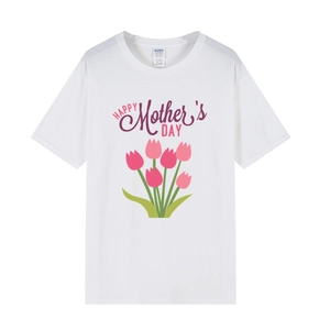 Mother's Day Cotton T-Shirt Casual Short Sleeve Loose Breathable Printed Floral Heart Top Gift For Mama